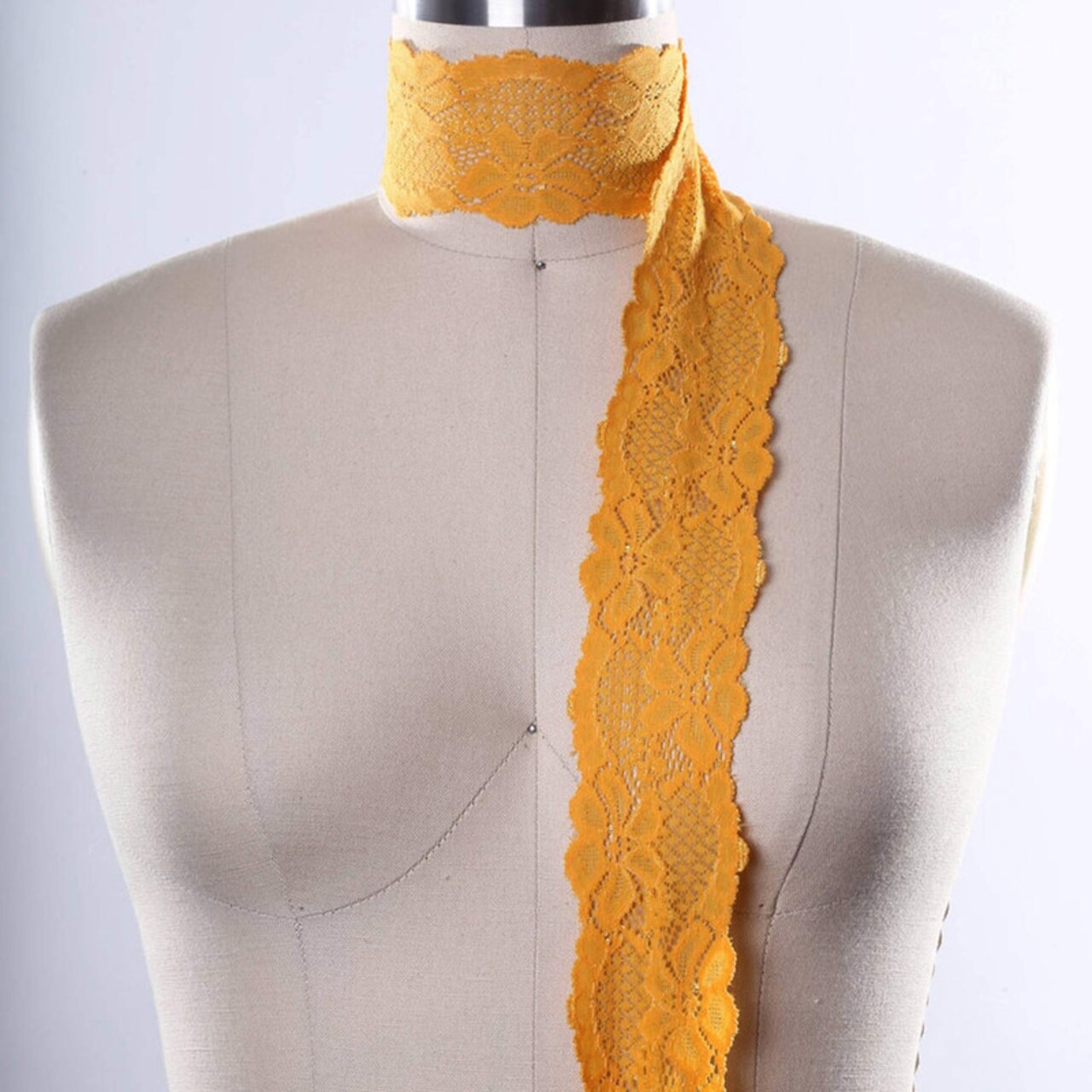 2 Yards Carrot Orange Stretch Lace Trim 2.5" Wide Floral Elastic for Sewing Projects